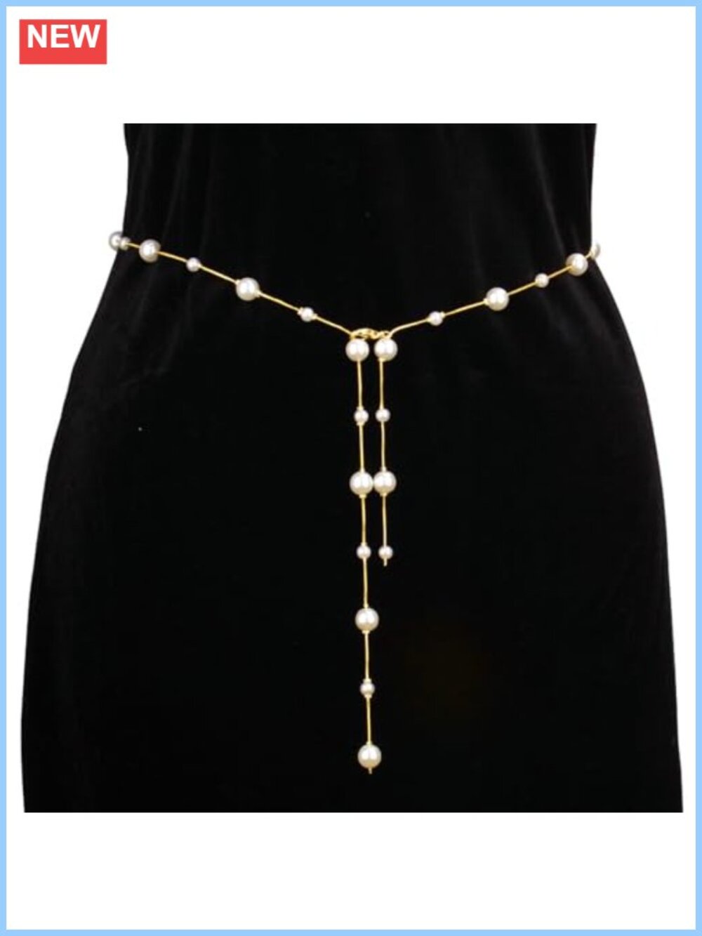 Pearl Heart Chain Belt Gold Layered Waist Chain for Women Dress Beach Jewelry